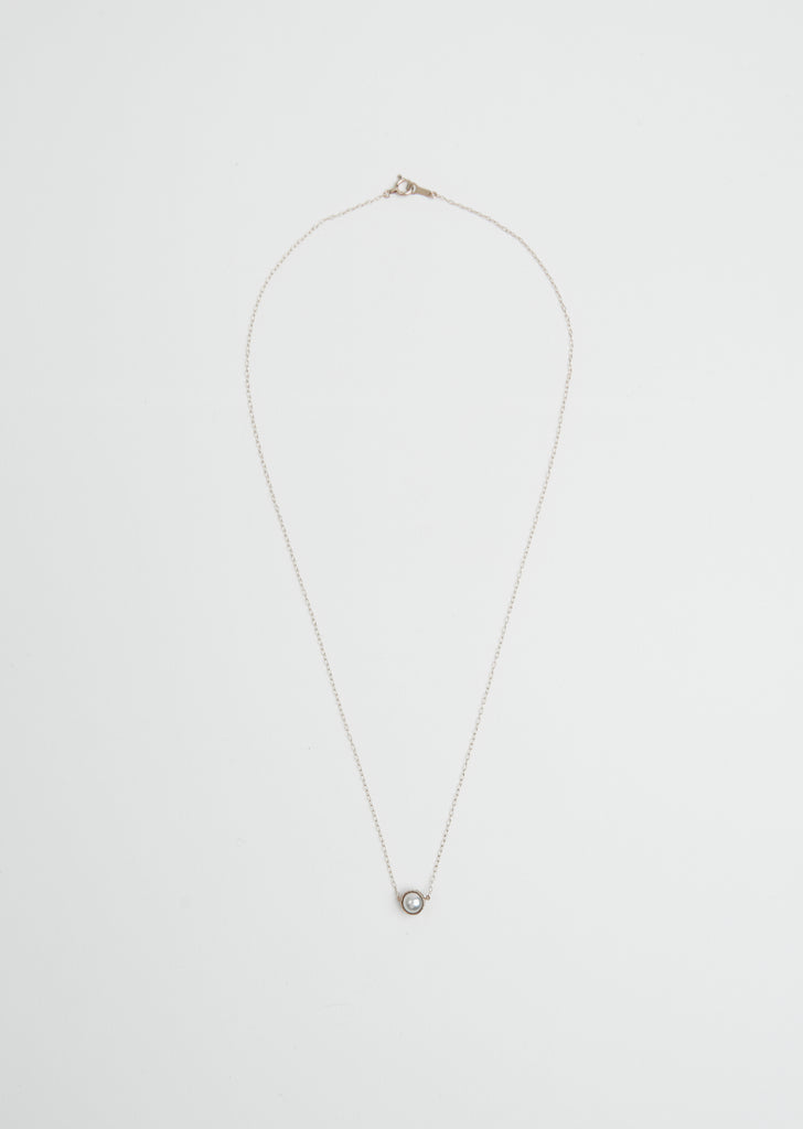 Bijoux Half Cut Pearl White Gold Necklace