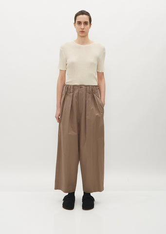 Tuck Gathered Pants — Beige