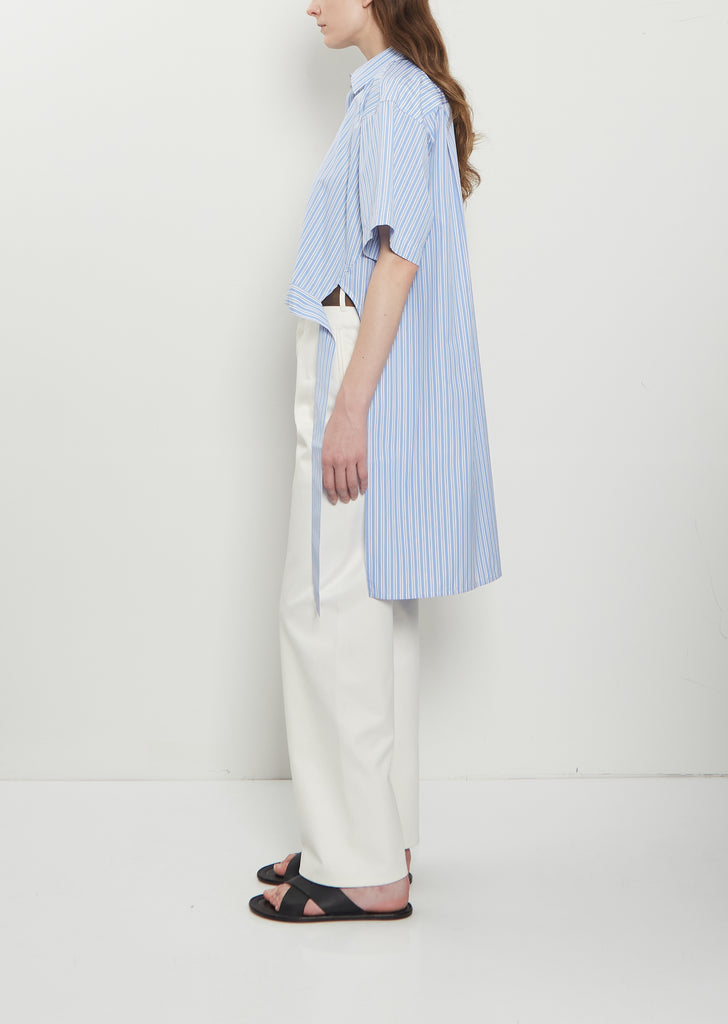 Striped Cotton Popeline Half Sleeve Shirt