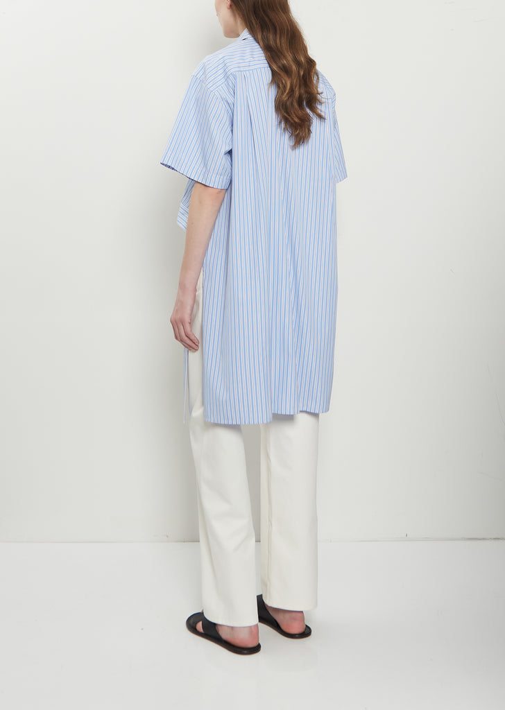 Striped Cotton Popeline Half Sleeve Shirt
