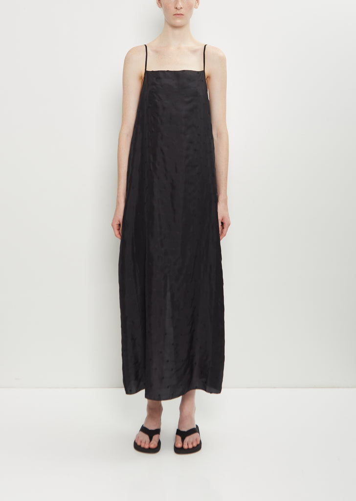 Embroidered Dot Silk Apron Dress