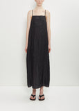 Embroidered Dot Silk Apron Dress