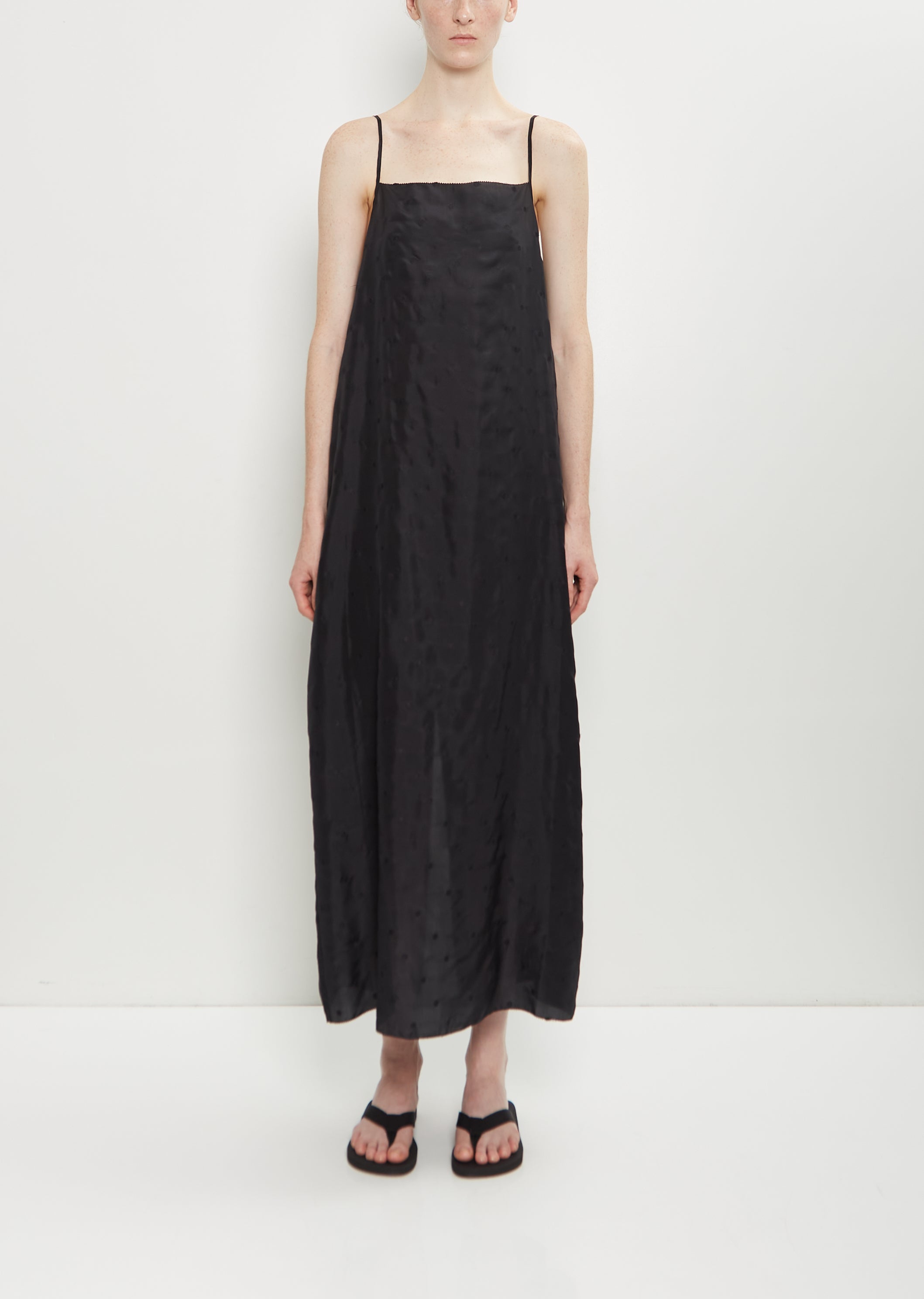 Embroidered Dot Silk Apron Dress La Garonne Embroidered Dot Silk Apron Dress La Garonne