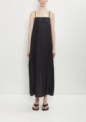 Embroidered Dot Silk Apron Dress