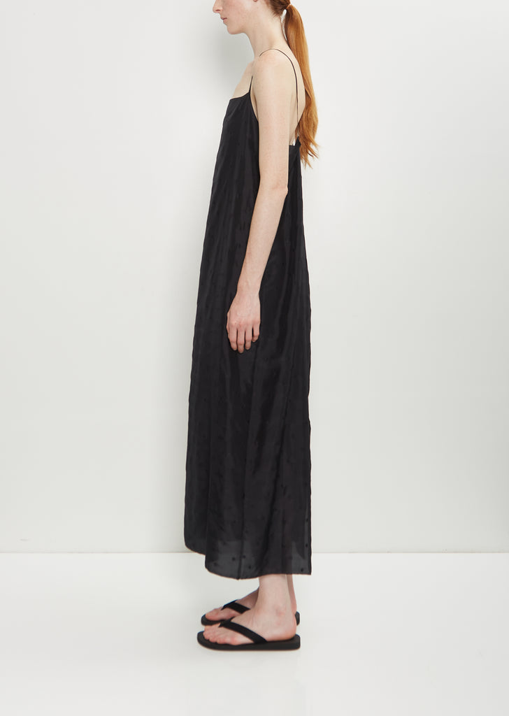 Embroidered Dot Silk Apron Dress
