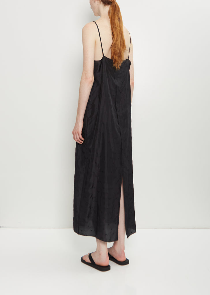 Embroidered Dot Silk Apron Dress
