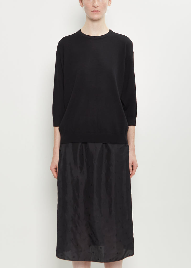 Cashmere Wool Elbow Crew — Black