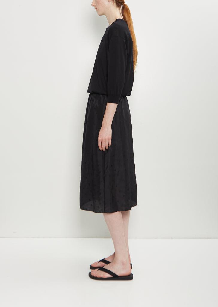 Embroidered Dot Silk Slip Skirt