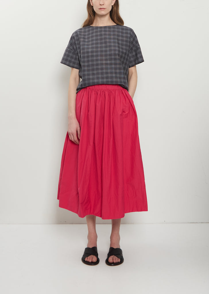 Technical Poplin Gathered Skirt — Raspberry