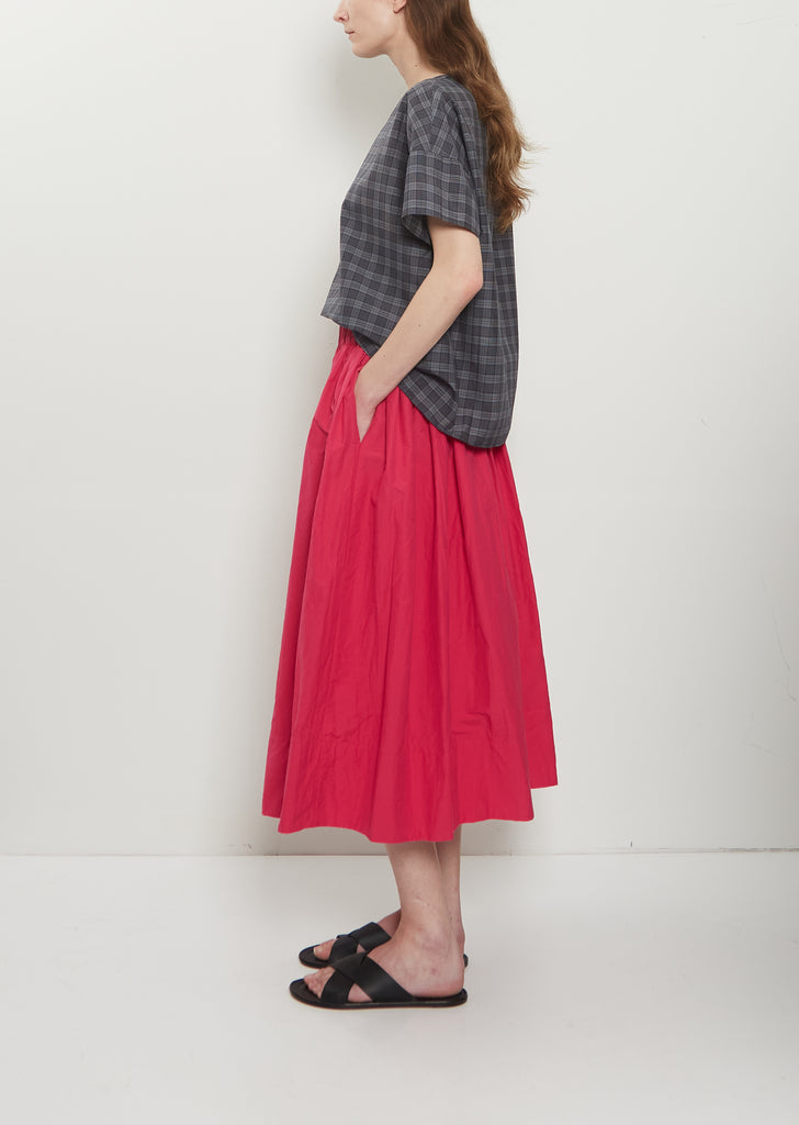 Technical Poplin Gathered Skirt — Raspberry
