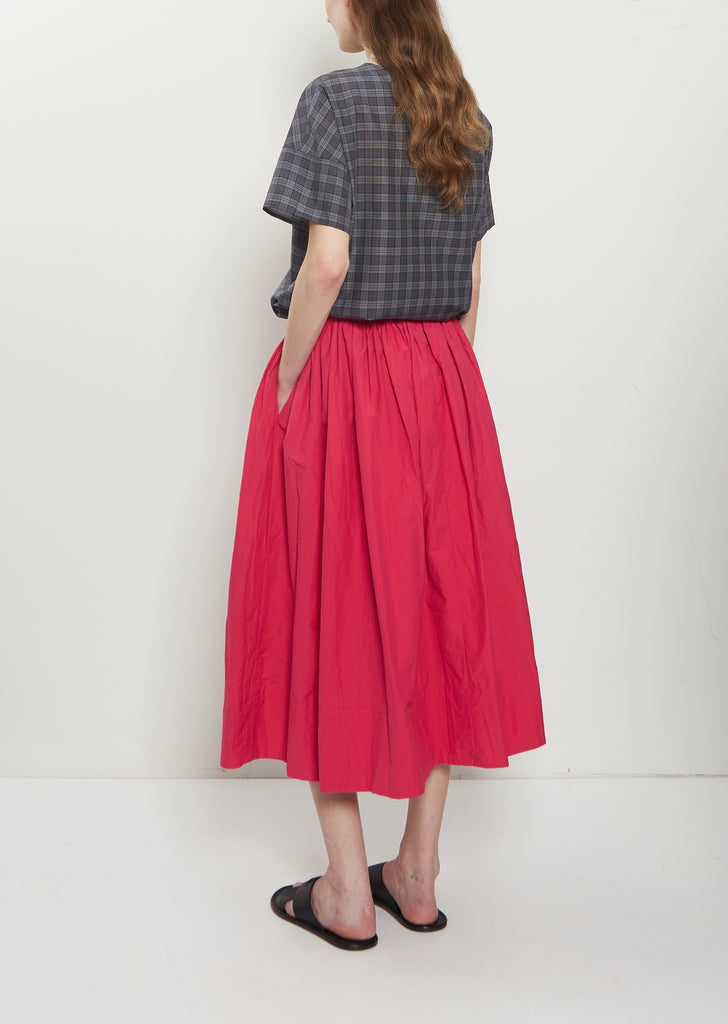 Technical Poplin Gathered Skirt — Raspberry