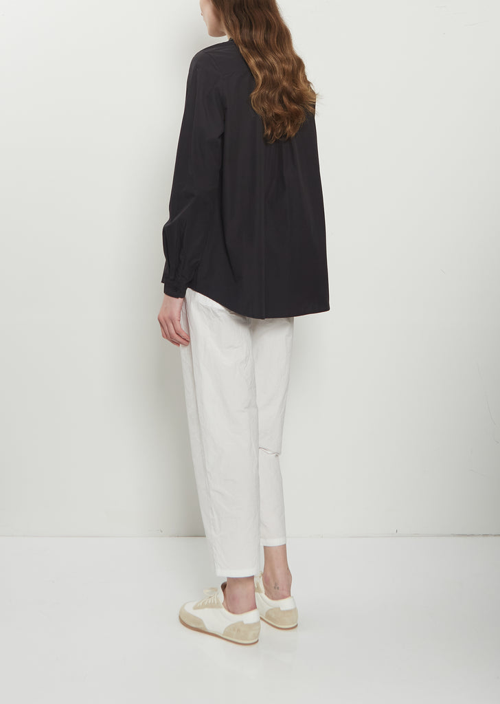 Mini Collar Cotton Shirt — Black