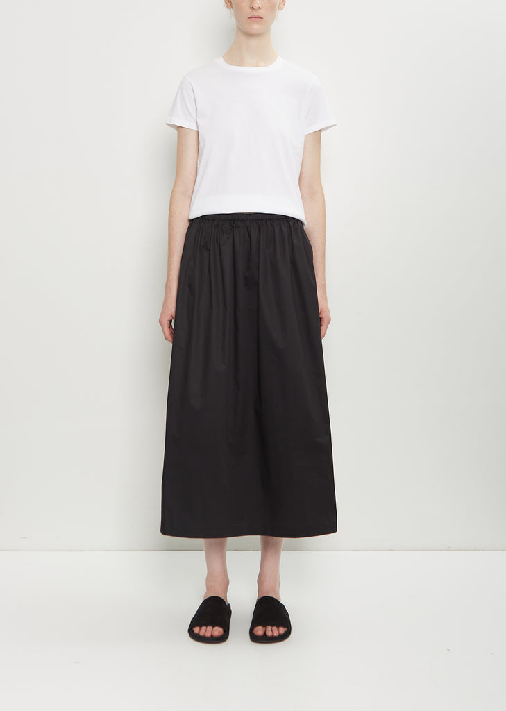 Cotton Gathered Skirt — Black