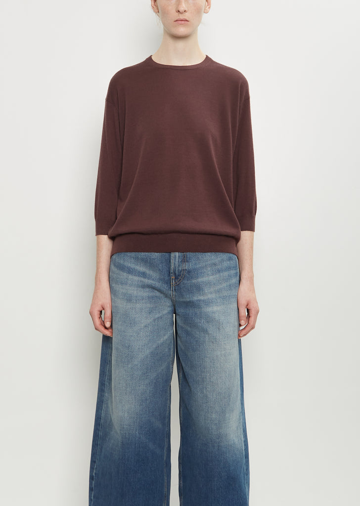 Cashmere Wool Elbow Crew — Espresso