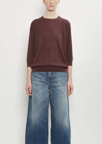 Cashmere Wool Elbow Crew — Espresso