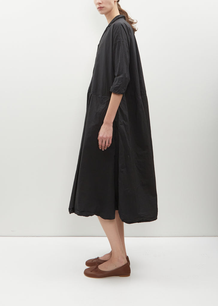 Tailored Tissue Cotton Collar Dress — Black