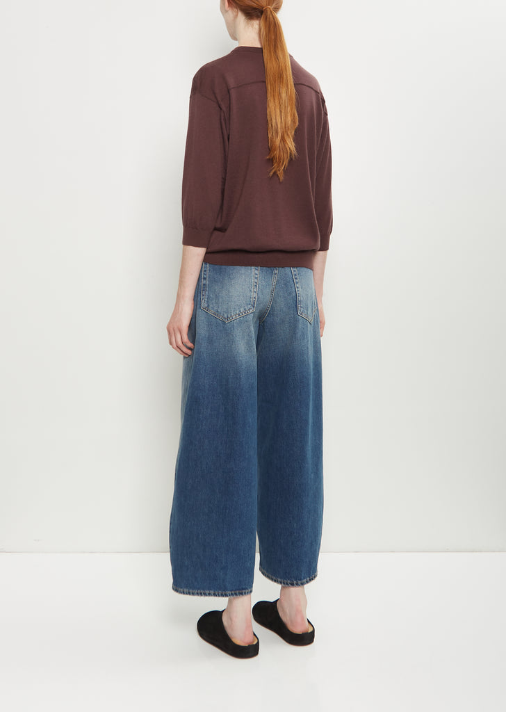 Cashmere Wool Elbow Crew — Espresso