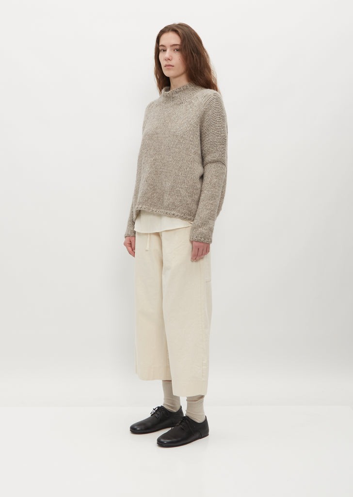 Hand Knit Oversized Alpaca and Wool High Neck — Grey