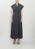Cotton Popeline V-Neck Dress Silk