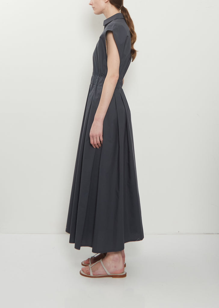 Cotton Popeline V-Neck Dress Silk