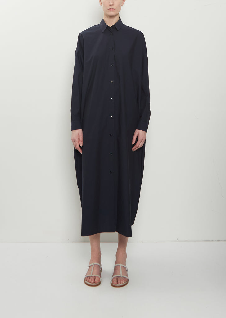 Cotton Popeline Shirt Dress — Midnight