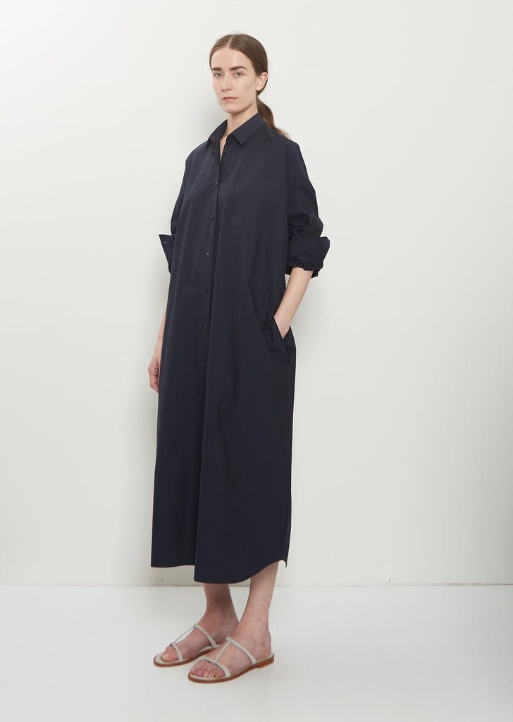 Cotton Popeline Shirt Dress — Midnight