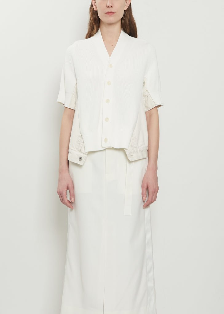 Denim x Knit Short Sleeve Cardigan