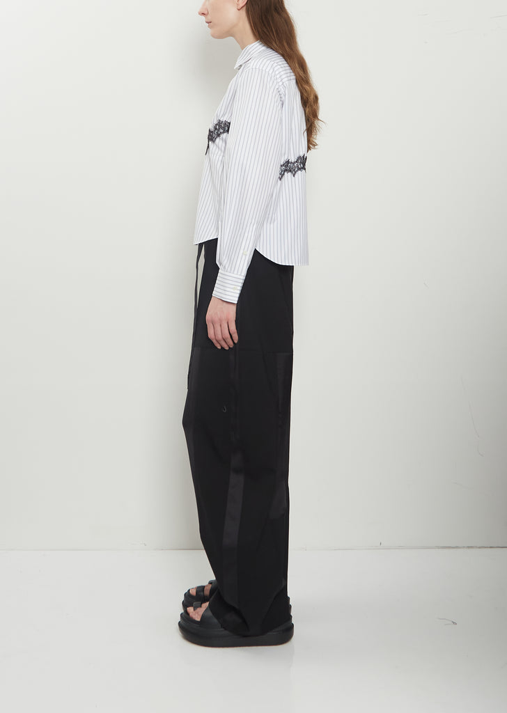 Lace Detail Poplin Shirt — Stripes