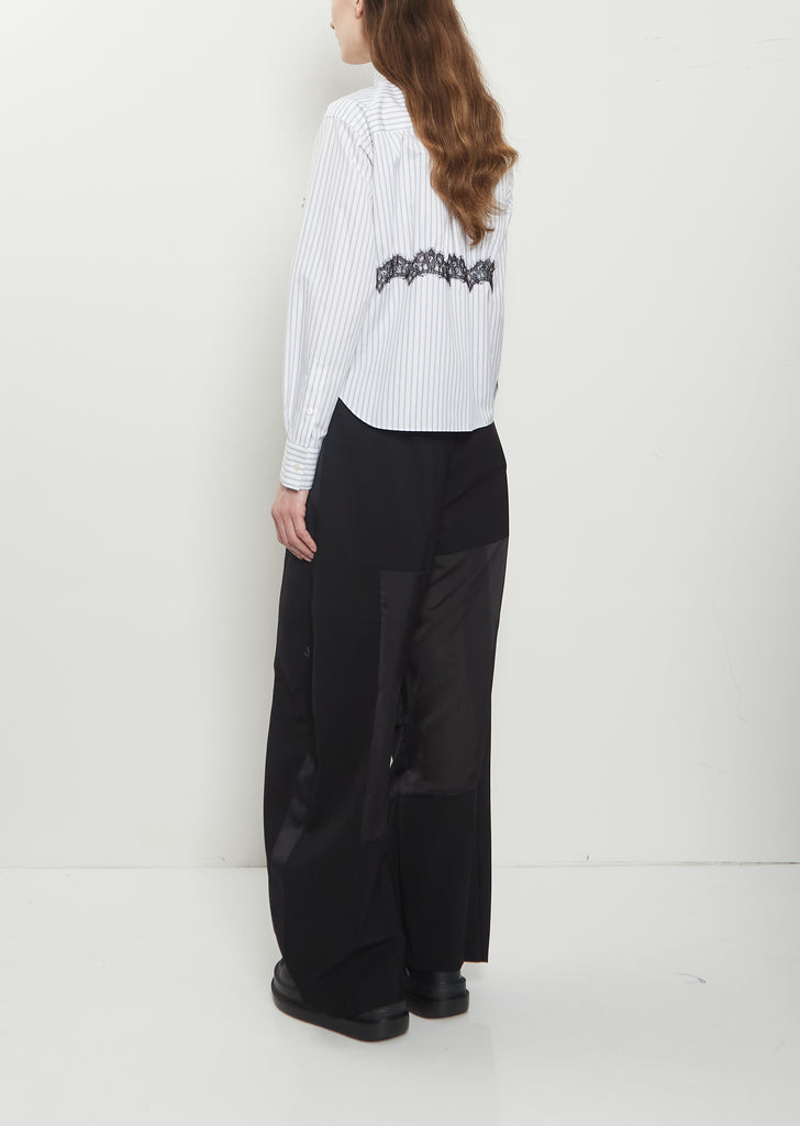 Lace Detail Poplin Shirt — Stripes