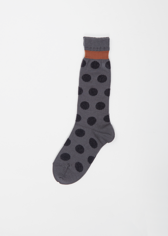 Dot Long Socks — Grey