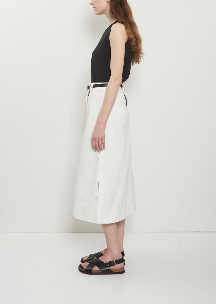 Side Vent Cotton Skirt — Off White
