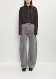 High Waisted Curved Denim Pants — Heather
