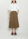 Side Vent Cotton Skirt — Khaki Green