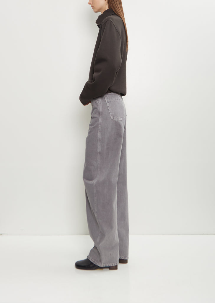 High Waisted Curved Denim Pants — Heather