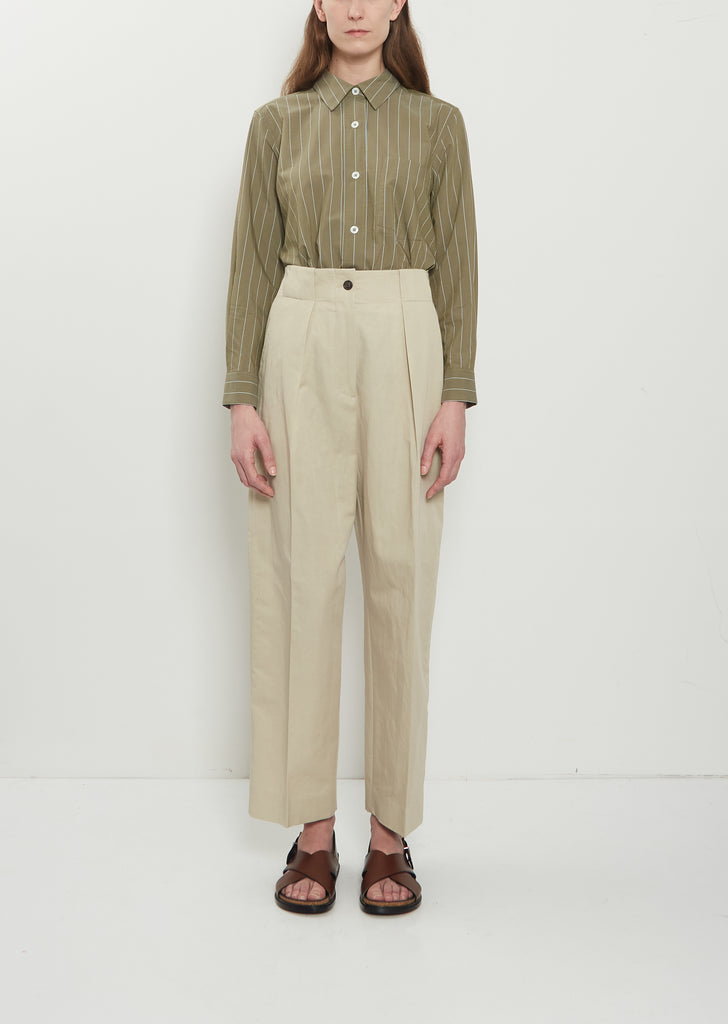 Wide Belt Loop Cotton Linen Trouser