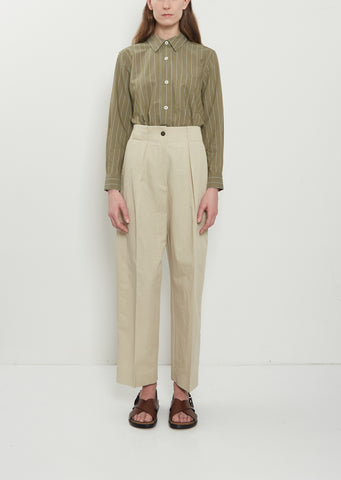 Wide Belt Loop Cotton Linen Trouser
