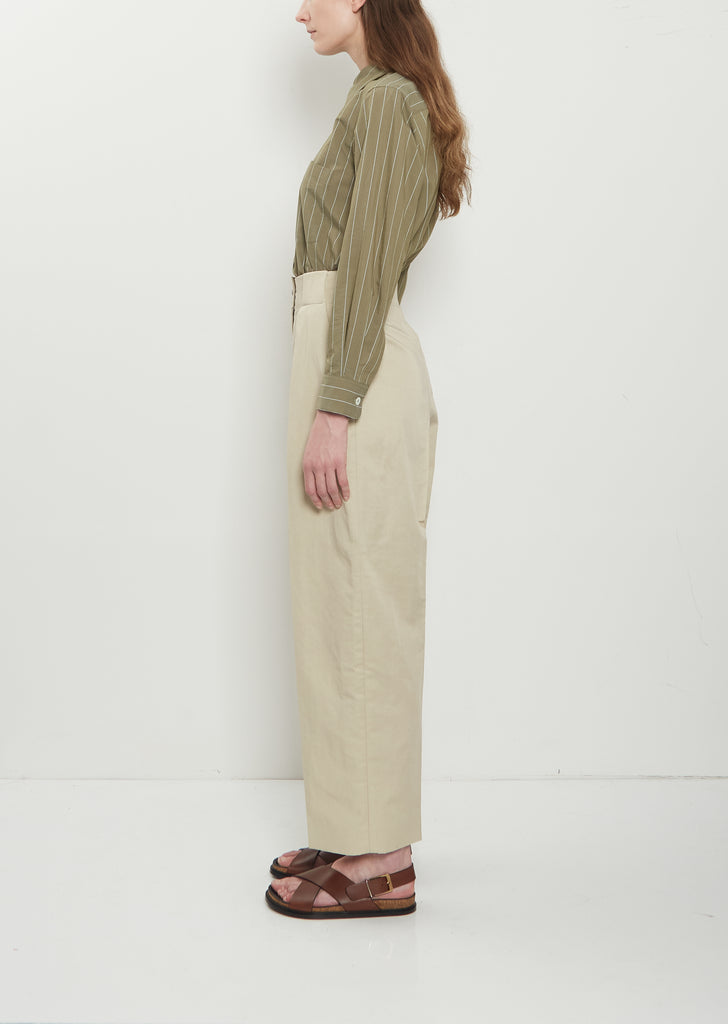 Wide Belt Loop Cotton Linen Trouser
