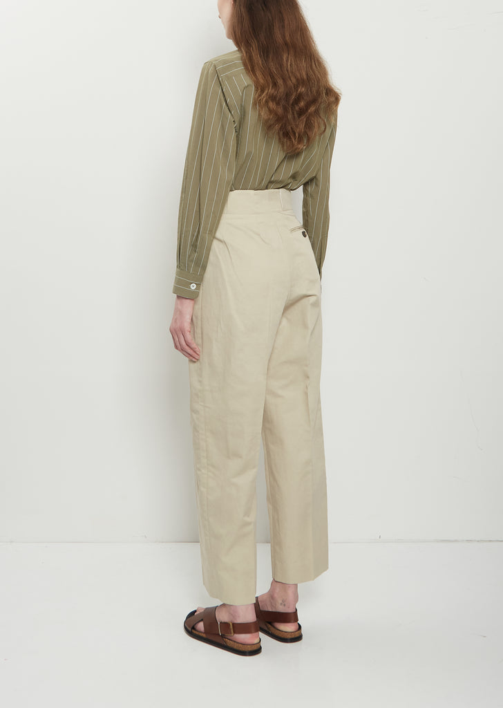 Wide Belt Loop Cotton Linen Trouser