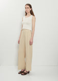 Linen Blend Tucked Pants