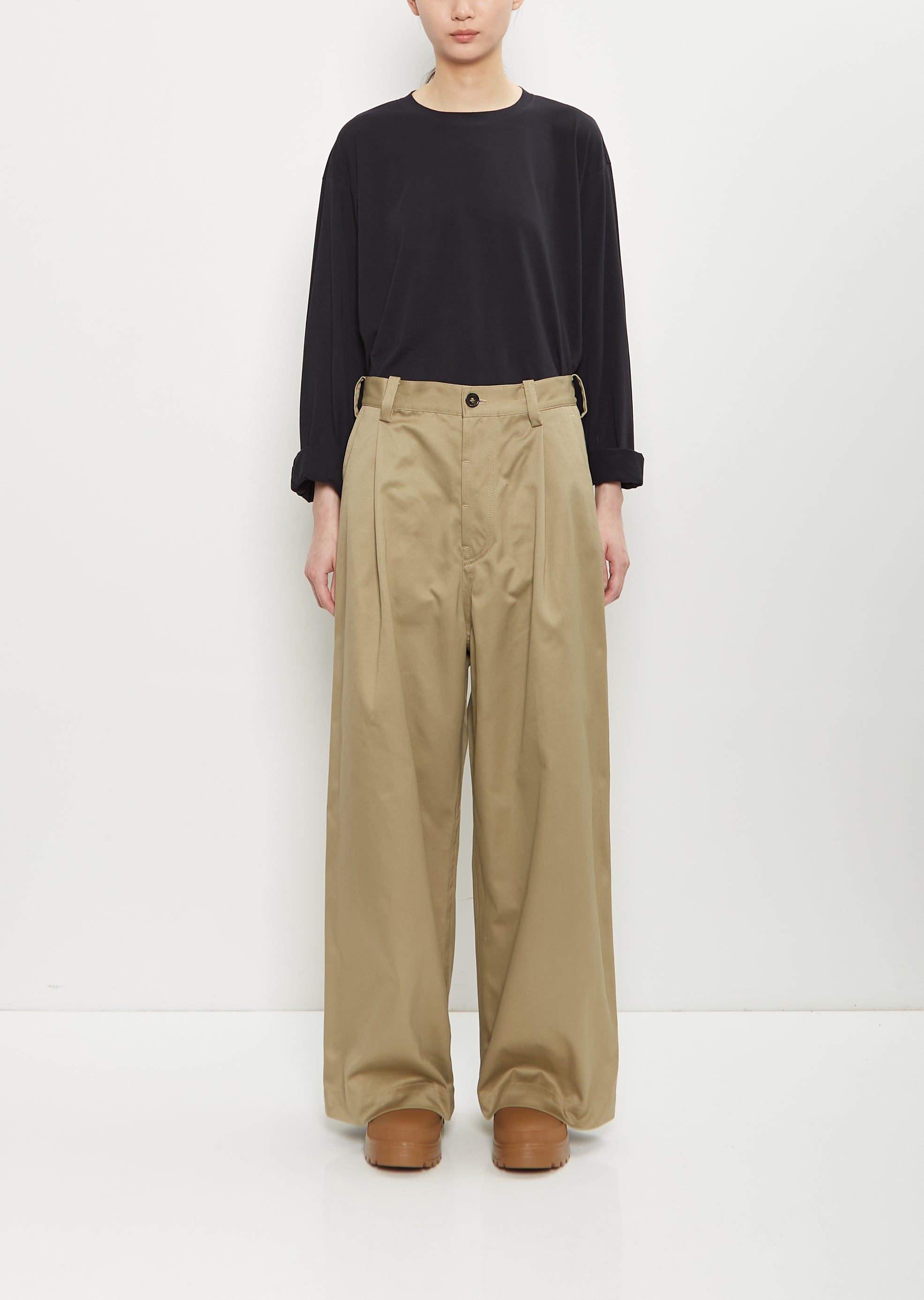 【2plan】Trople Dart Cotton Pants Darted Wide Cotton Trousers – VERSEAS