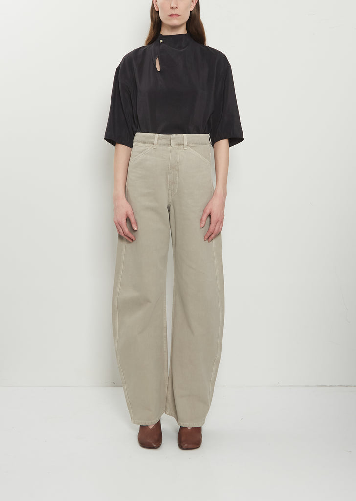 High Waisted Broken Twill Curved Pants