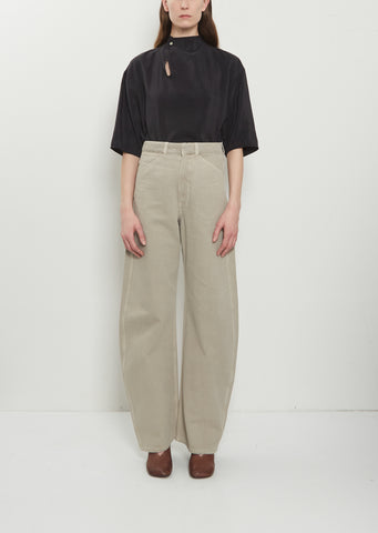 High Waisted Broken Twill Curved Pants