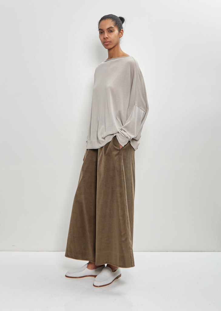 Cotton Silk Corduroy Gaucho Pants — Military