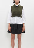 Embellished Tie Knit Collared Bib — Moss