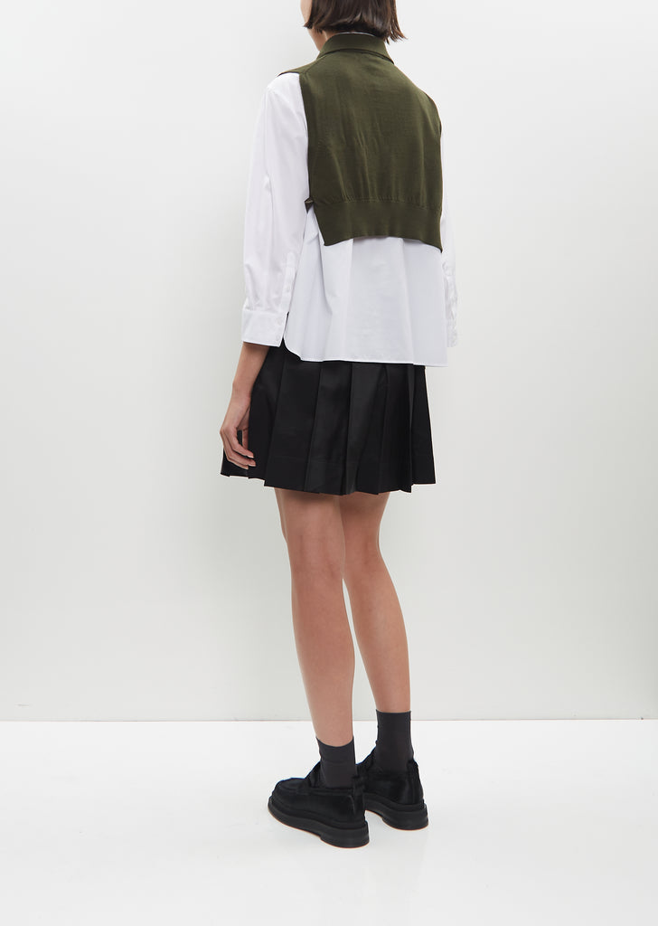 Embellished Tie Knit Collared Bib — Moss