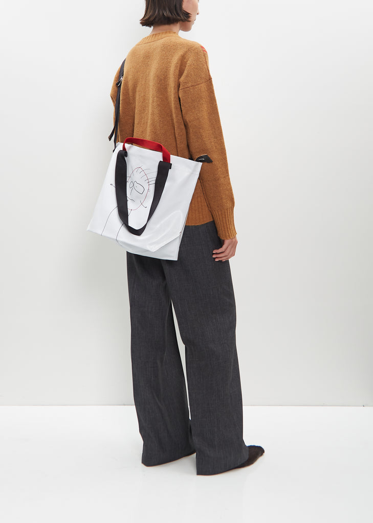 Medium Printed Shopper Bag — Optical White