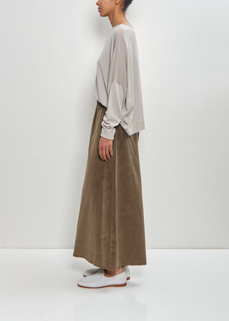 Cotton Silk Corduroy Gaucho Pants — Military