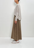 Cotton Silk Corduroy Gaucho Pants — Military