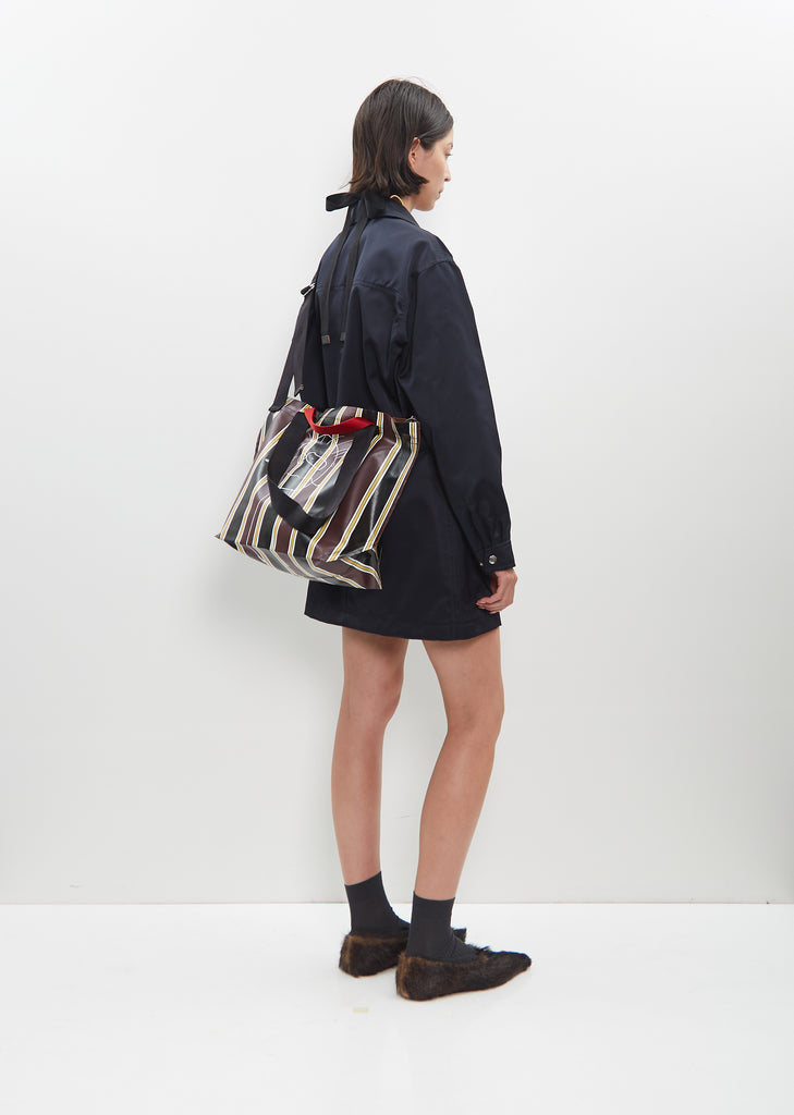 Medium Printed Shopper Bag — Bordeaux Stripe