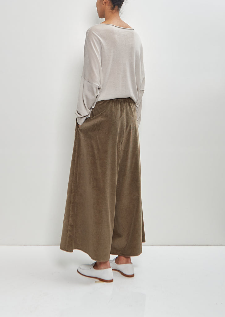 Cotton Silk Corduroy Gaucho Pants — Military